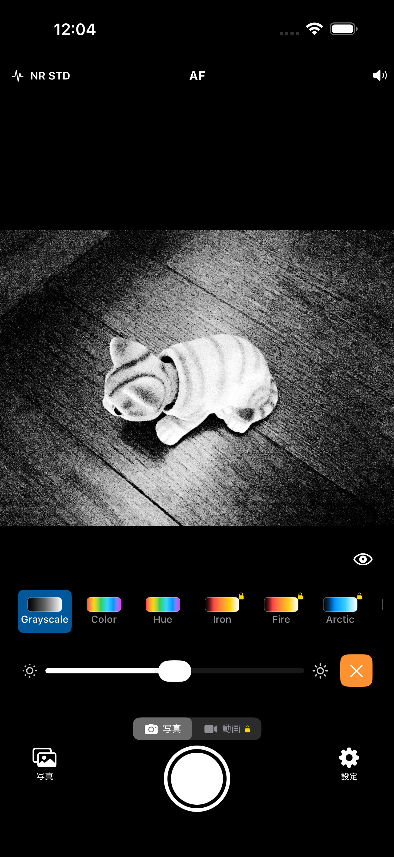 赤外線カメラのカメラ画面